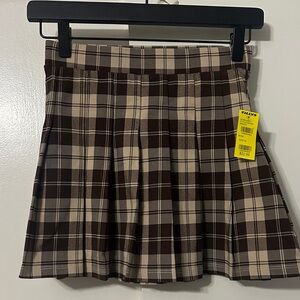 Brown Plaid Mini Skirt Teen M